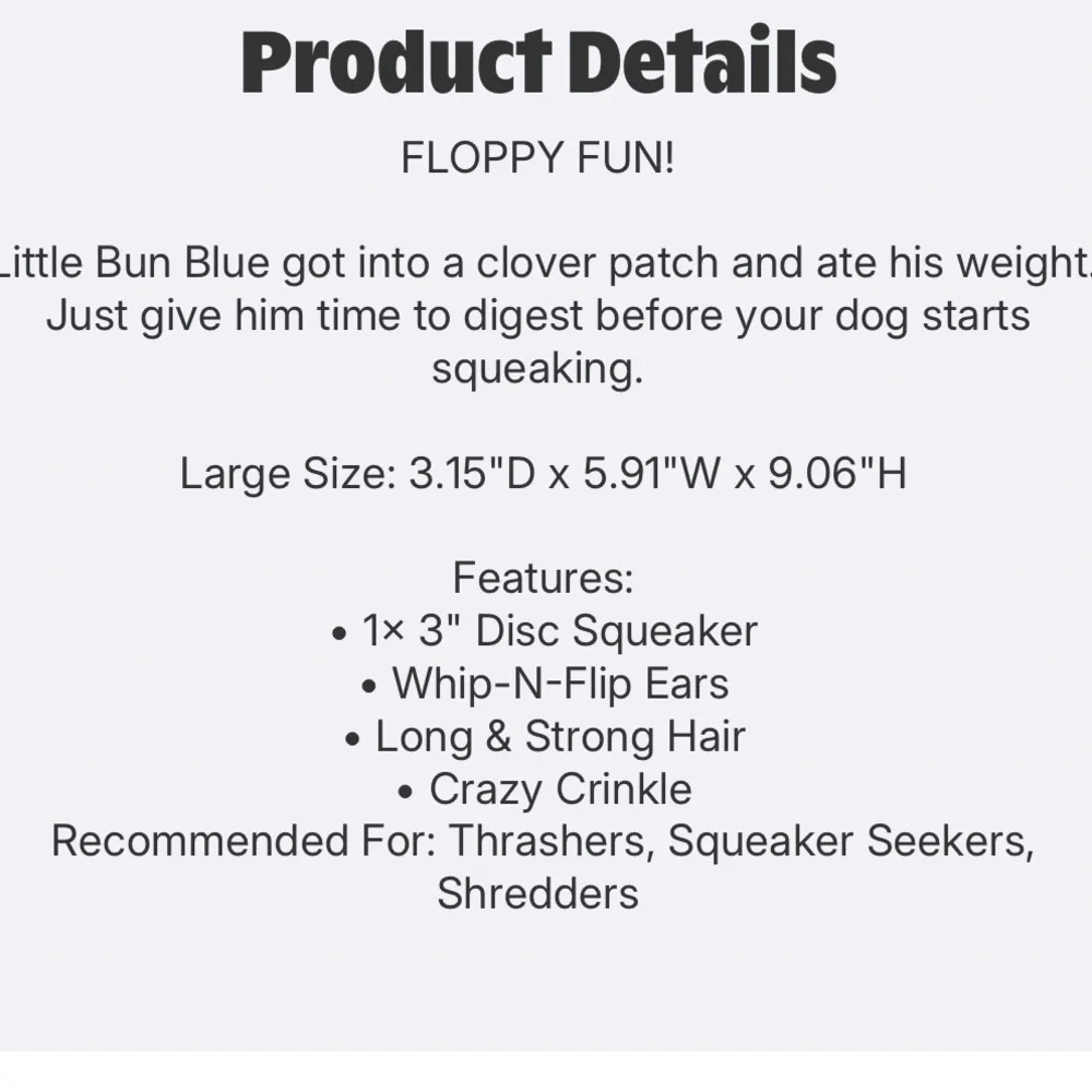 Bark Box L blue bunny “little bun blue” NEW Dog toy Easter Bunny